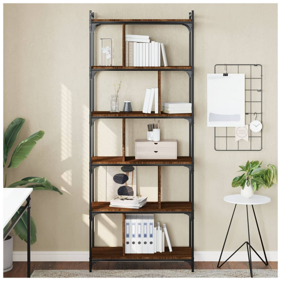 vidaXL Bookcase 6-Tier Brown Oak 76x32x192 cm Engineered Wood