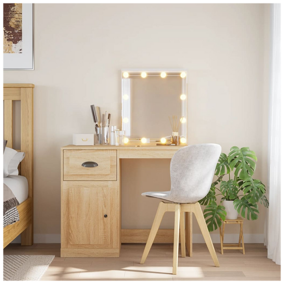 vidaXL Dressing Table with LED Lights Sonoma Oak 90x42x132.5 cm