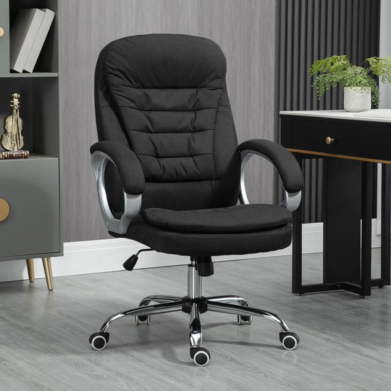 Executive Office Chair with 360° Swivel Wheels Armrests Adjustable Height Black