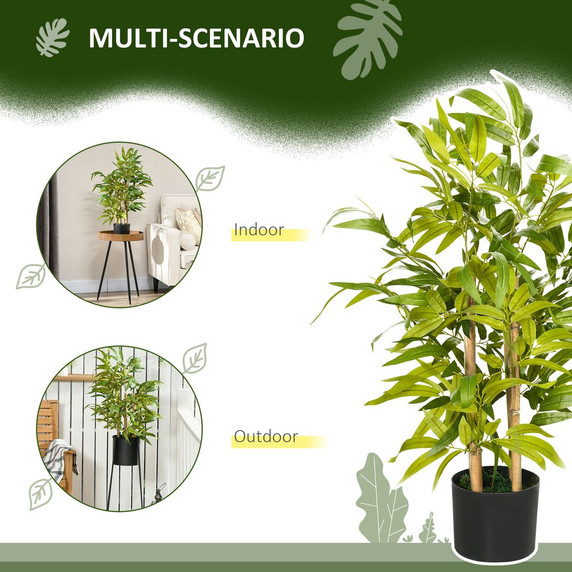 HOMCOM Potted Artificial Plants Bamboo Tree for Desk Indoor Outdoor, 60cm