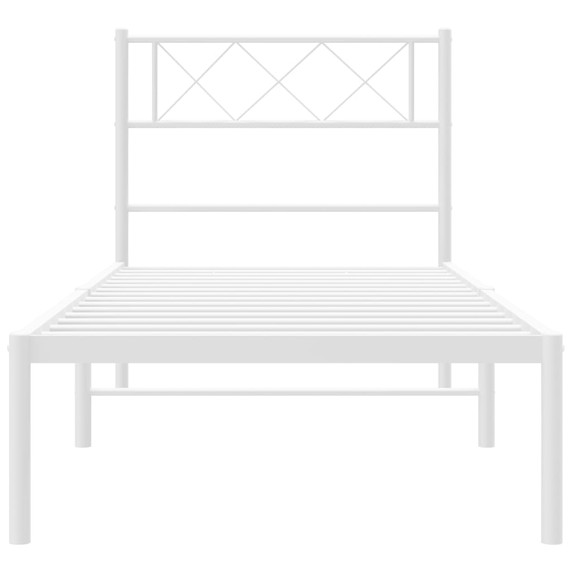 vidaXL Metal Bed Frame with Headboard White 107x203 cm