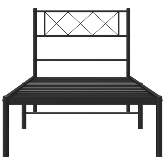 vidaXL Metal Bed Frame with Headboard Black 90x200 cm