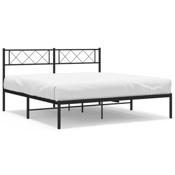 vidaXL Metal Bed Frame with Headboard Black 140x190 cm