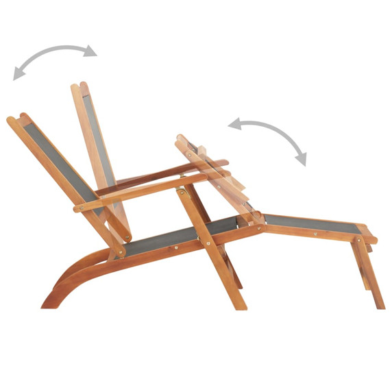 Sun Lounger Solid Acacia Wood and Textilene