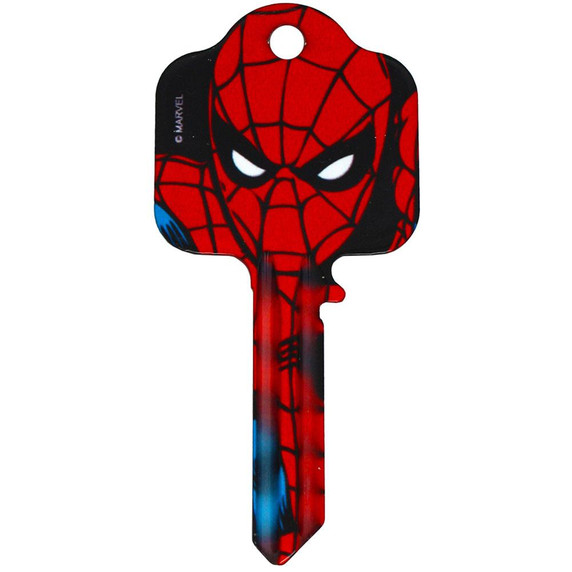 Marvel Comics Spider-Man Door Key - Officially Licensed, Ready-to-Cut Design for UL2, UL054, UL1, UL050 Locks - High-Quality Collector's Item - 78mm x 35mm - Front and Back Detailed Views