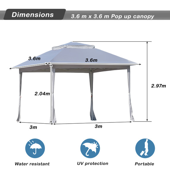 Pop-Up Instant Gazebo Tent with Mosquito Netting Outdoor Canopy Shelter
