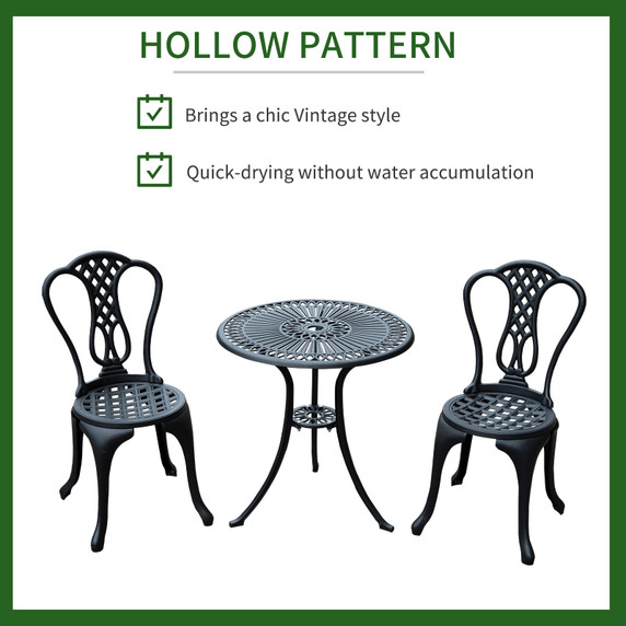 3 Pc Cast Aluminium Bistro Set