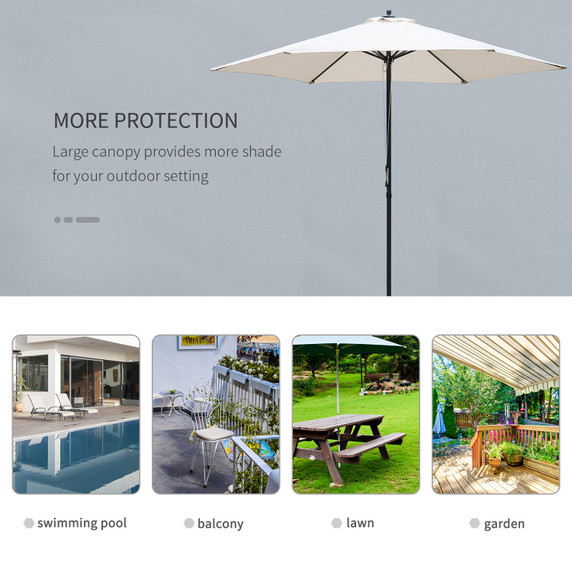 2.8m Patio Umbrella Parasol Outdoor Table Umbrella 6 Ribs Manual Push