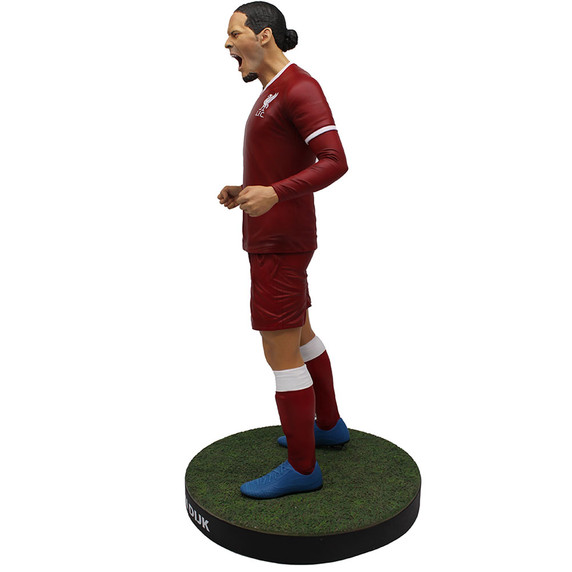 Football’s Finest Virgil Van Dijk Premium 60cm Statue in Red Liverpool Home Kit with Blue Boots on Anfield Turf Base - Officially Licensed Liverpool FC Collectible