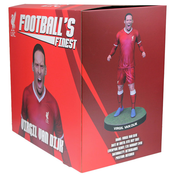 Football’s Finest Virgil Van Dijk Premium 60cm Statue in Red Liverpool Home Kit with Blue Boots on Anfield Turf Base - Officially Licensed Liverpool FC Collectible