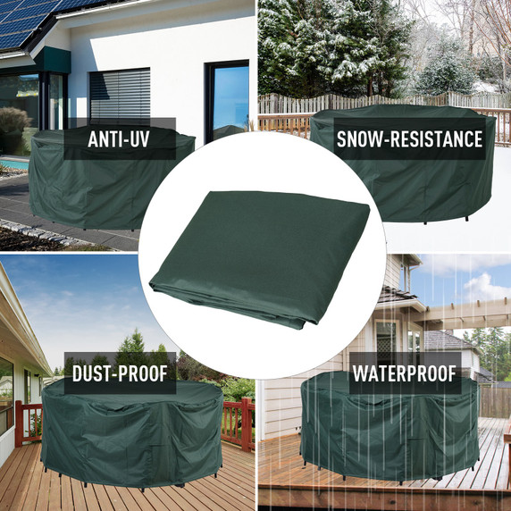  PVC Coated Large Round 600D Waterproof Outdoor Furniture Cover Green