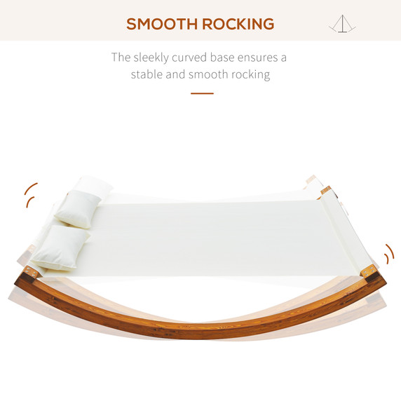  Rocking Double Sun Lounger W/ Wooden Frame-White