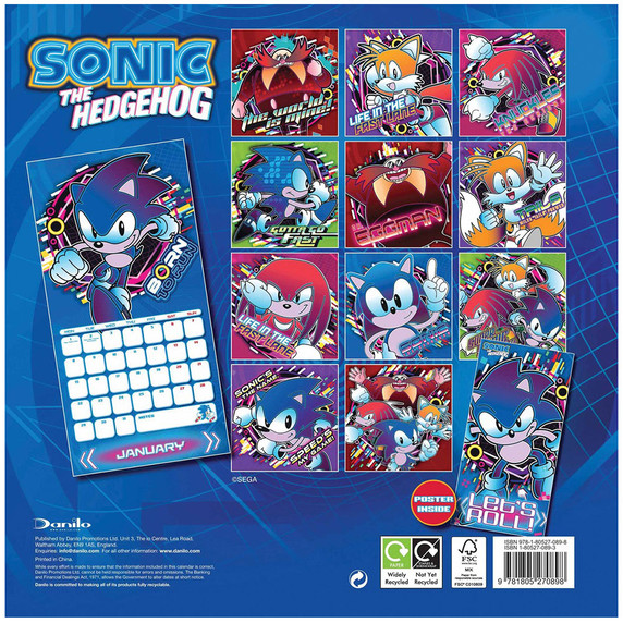 Sonic The Hedgehog Square Calendar 2024