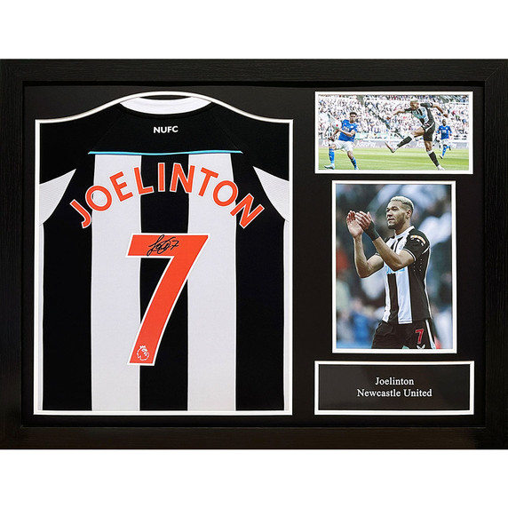 Newcastle United FC Joelinton Signed Shirt (Framed) - Authentic 2021-2022 Season Replica with Hand Signature on Shirt Number