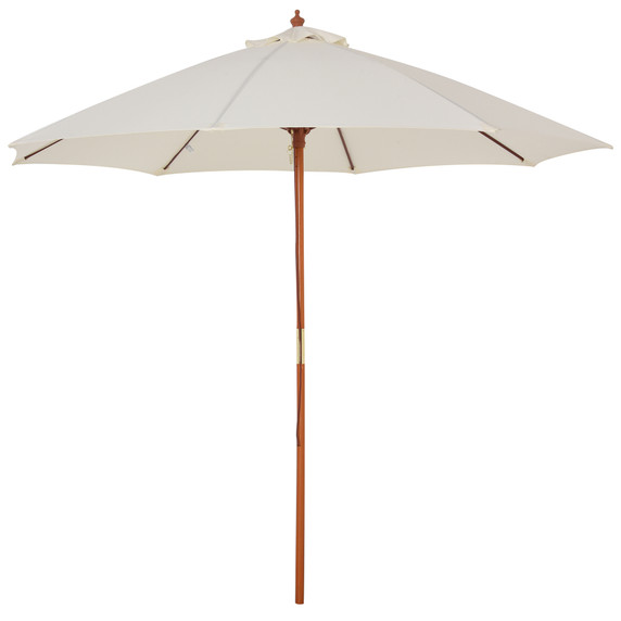 2.5m Wood Garden Parasol Sun Shade Patio Market Umbrella Canopy with Top Vent