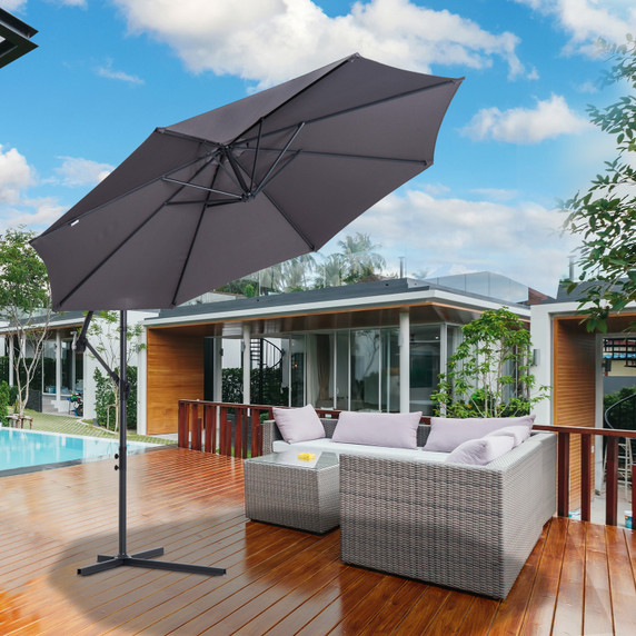 3mt Cantilever Umbrella Garden Banana Parasol Patio Hanging Sun Shade