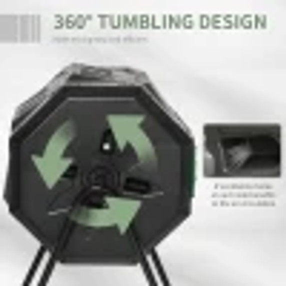 Outsunny Tumbling Compost Bin Dual Chamber 360 Rotating Composter 160L - Efficient At-Home Composting Solution