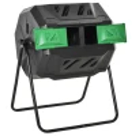 Outsunny Tumbling Compost Bin Dual Chamber 360 Rotating Composter 160L - Efficient At-Home Composting Solution
