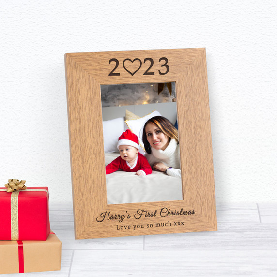 Babys First Christmas Wood Frame Wood Picture Frame (6"" x 4"")