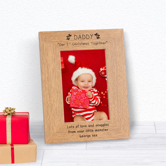 Daddy Our 1st Christmas Together Wood Picture Frame (6"" x 4"")
