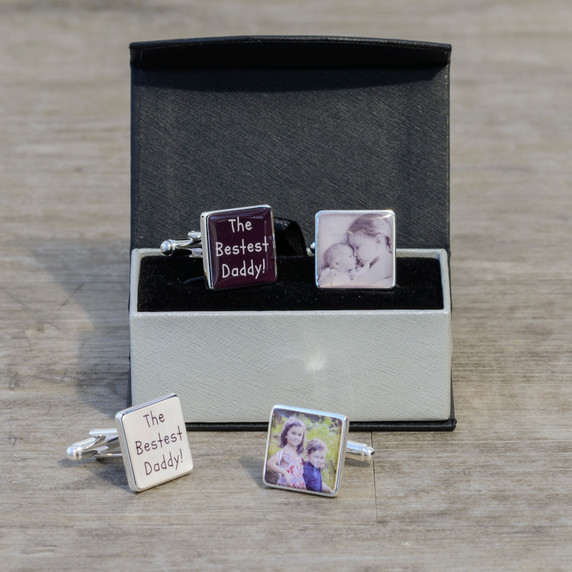 The Bestest Daddy! Photo Upload Cufflinks - Silver Finish