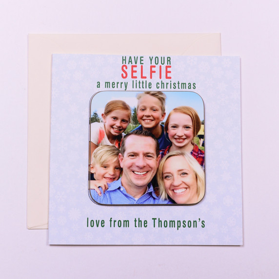 Christmas Selfie Photo Upload Coaster Card