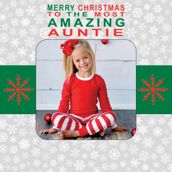 Merry Christmas Photo Upload Coaster Card