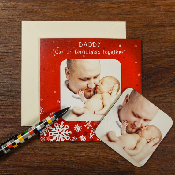 Our 1st Christmas Photo Upload Coaster Card