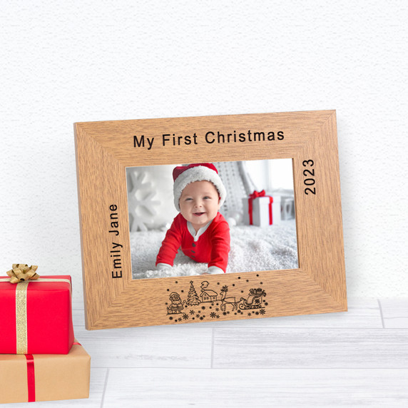 My First Christmas Wood Picture Frame (6"" x 4"")