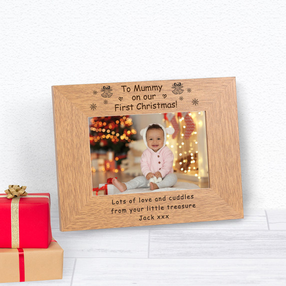 To Mummy On Our First Christmas! Wood Picture Frame (6"" x 4"")