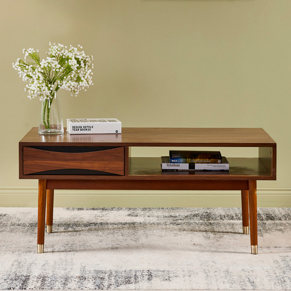 Dawson Mid Century Modern Wooden Coffee Table