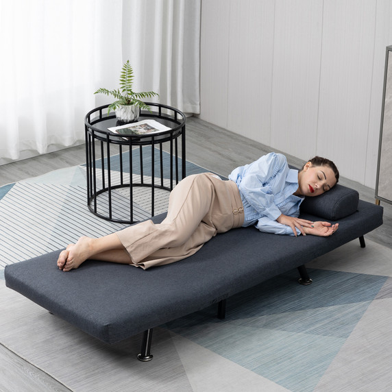 Faux Suede 5-Position Futon Single Sofa Bed Black