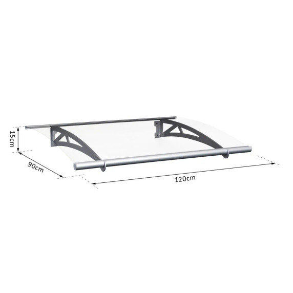 Door Awning Polycarbonate Sheet Porch Window Cover Bracket 120cm x 90cm Patio