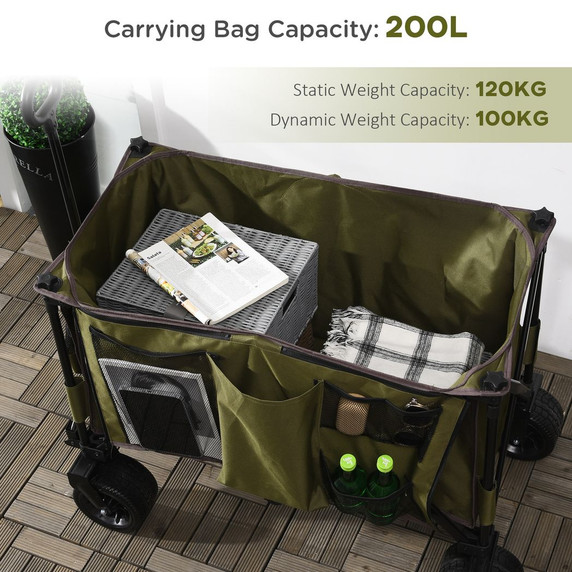 Folding Garden Trolley Collapsible Camping Trolley Steel Frame Oxford Fabric