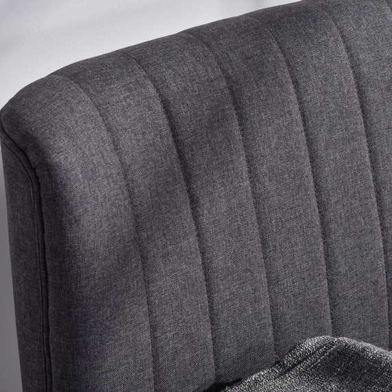 Modern Double Seat Sofa Loveseat Couch Padded Linen Wood Legs, Dark Grey