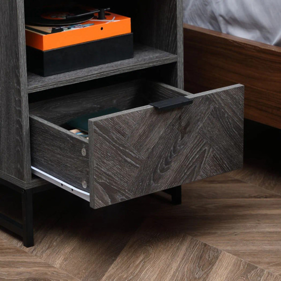 Nightstand, Bedside Table with Drawer and Shelf End Table Living Room, Bedroom