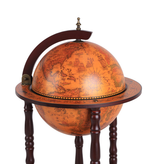 Globe Shaped Vintage Retro Mini Bar by HOMCOM with Italian Design, Solid Wood Construction, and Vintage Map Detail – Ideal for Living Room or Kitchen Decor, Easy Assembly – 36CM