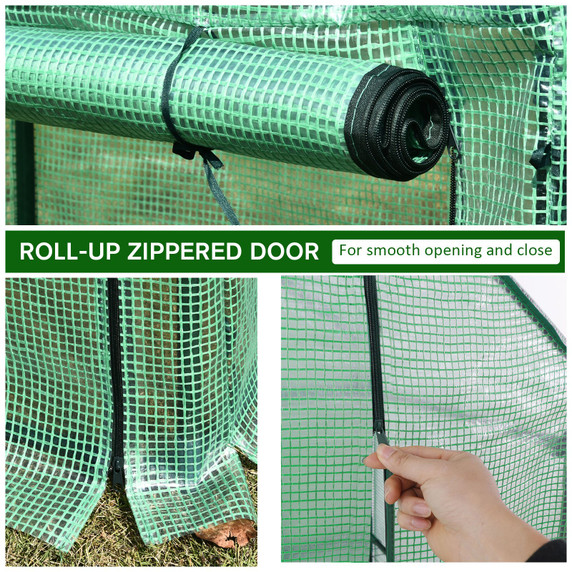 100x50x150cm PVC Grid Cover Steel Frame Greenhouse Green