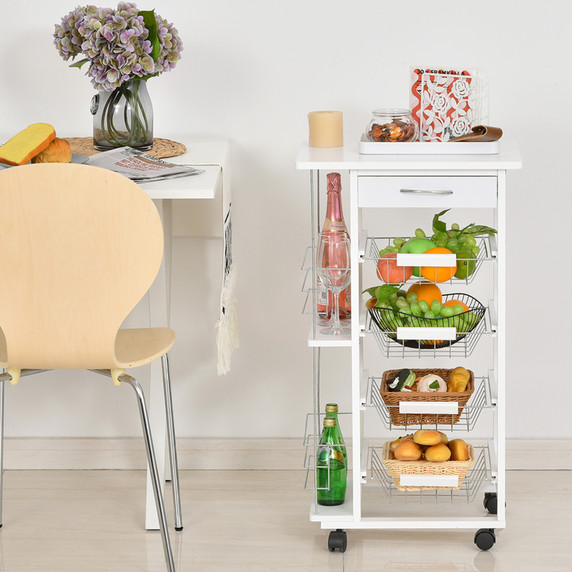 MDF Multifunction Kitchen Island Trolley White