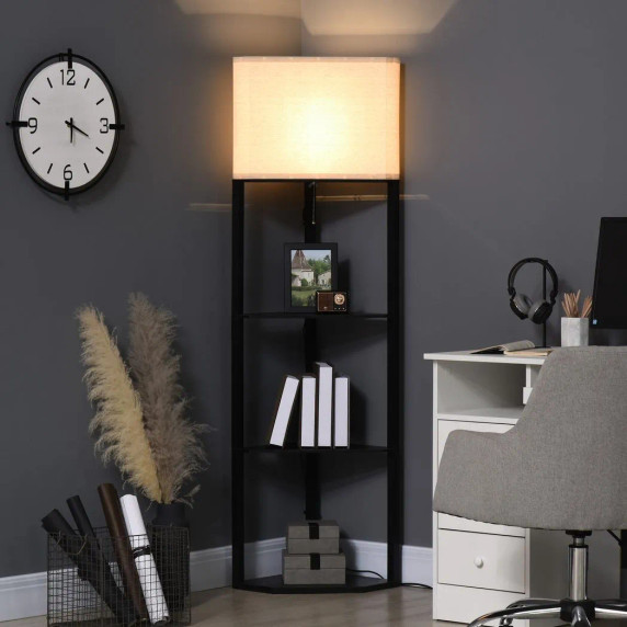 Corner Floor Lamp with Shelves, Modern Standing Lamps for Living Room Bedroom