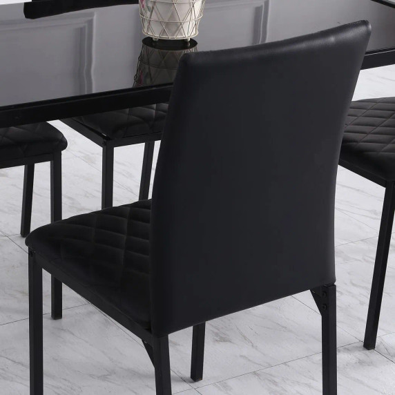 Modern Dining Chairs Faux Leather Accent Chairs for Kitchen, Set of 4, Black