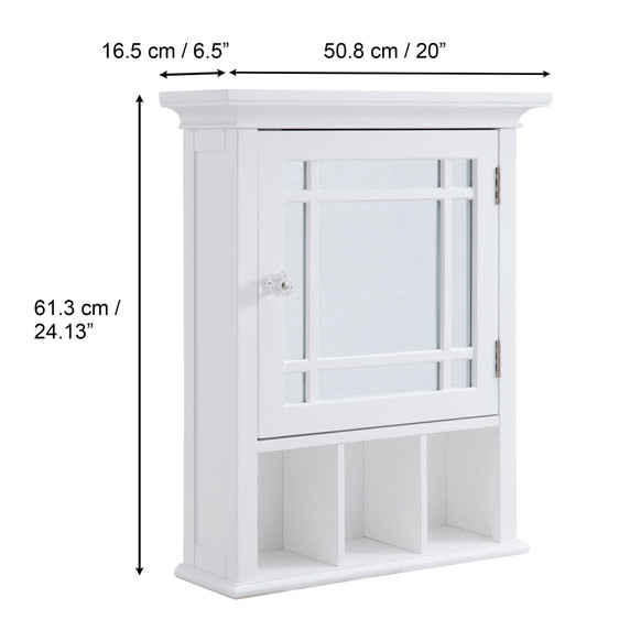 Bathroom Neal Wooden Medicine Cabinet Mirrored Door White 7442