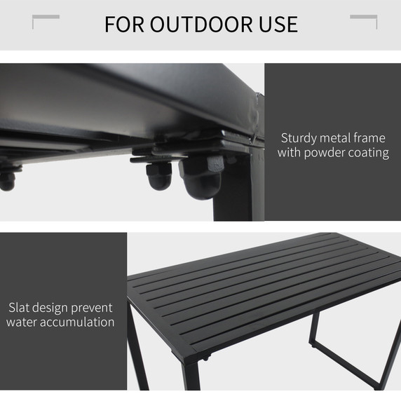 Outsunny 3 Pcs Metal Table W/Bench Set-Black  