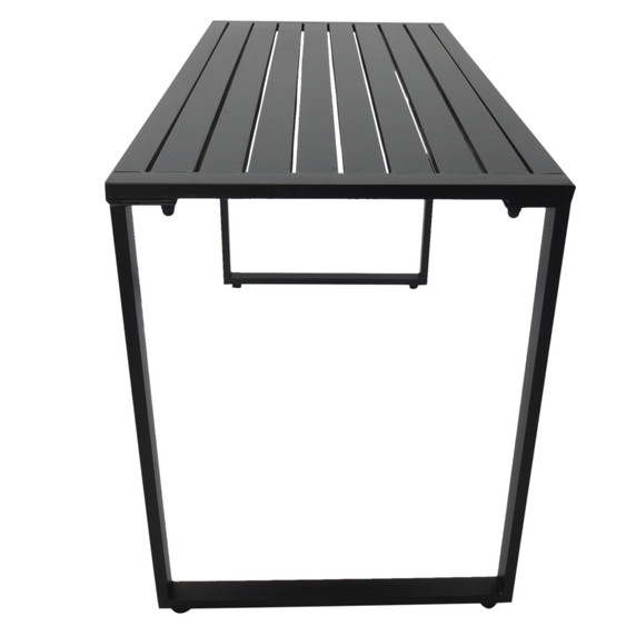 Outsunny 3 Pcs Metal Table W/Bench Set-Black  