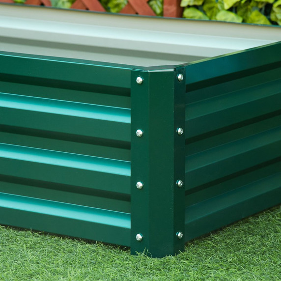 Raised Garden Bed Steel Planter Growing Box for Vegetables Flowers Green