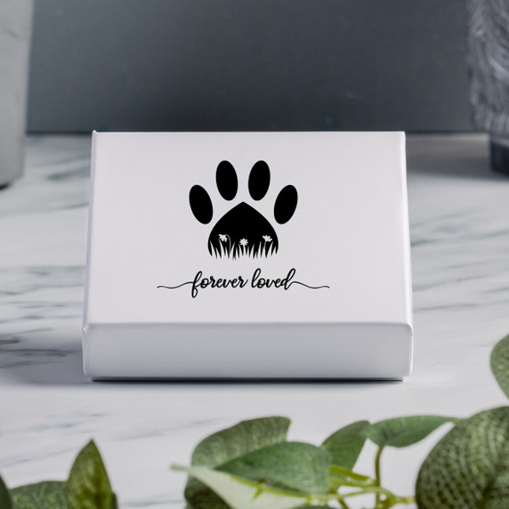 Paw Prints Glass Token - Personalised Pet Memorial Photo Keepsake in Gift Box - Square Photo Required