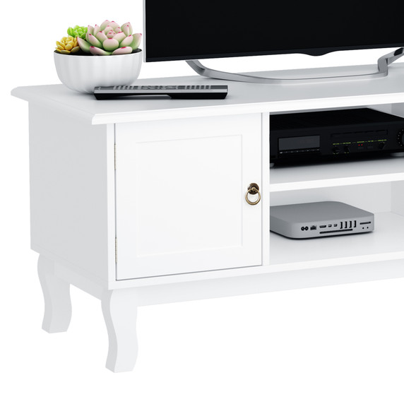 TV Stand Unit Corner Table, MDF-Ivory White