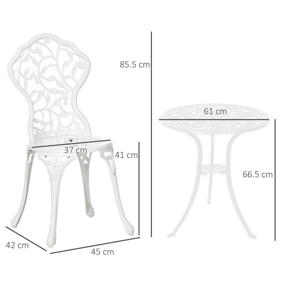 Outsunny Aluminium Bistro Set Garden Coffee Table Chair Outdoor Dining Set