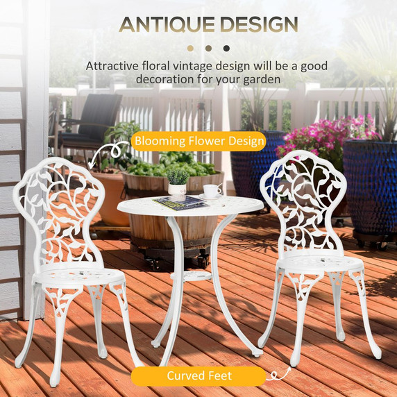 Outsunny Aluminium Bistro Set Garden Coffee Table Chair Outdoor Dining Set