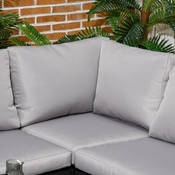 Outsunny 4 Piece Garden Furniture Set w/ Breathable Mesh Pocket, Light Grey